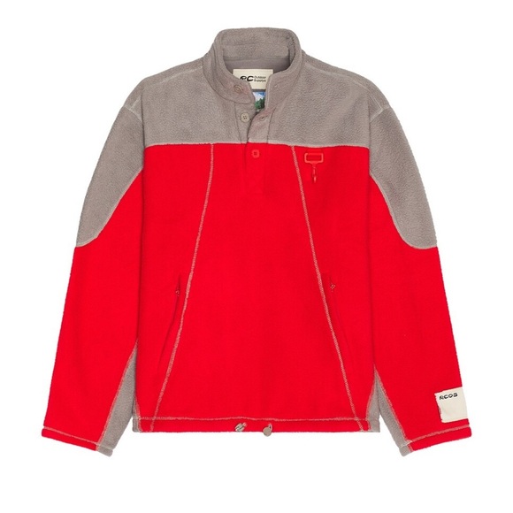 NWT RC Outdoor Supply Sherpa Fleece Collared Pullover in Red & Grey large - Picture 1 of 10